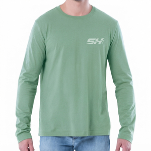 เสื้อยืดแขนยาวผู้ชาย ผ้าฝ้าย ระบายอากาศดี ดีไซน์เรียบง่าย สีพื้น ใส่สบายๆ สำหรับกิจกรรมกลางแจ้ง ราคาถูก เสื้อยืดแขนยาวผู้ชาย - Product Image 1