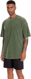 T-shirt Homme Oversize Vintage Délavé Teint en Pièce Streetwear Coupe Ample Col Rond Manches Courtes Coton Personnalisable Vente en Gros - Product Image 4