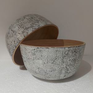 Grossiste de bol de service en bambou gris de haute qualité meilleure vente d'impression de coquille d'oeuf pour servir des salades fruits et des amuse-gueules - Product Image 1