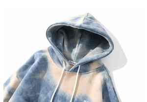 Sweat à capuche personnalisé en coton French Terry épais pour homme, imprimé intégral, tendance tie-dye avec cordon de serrage - Product Image 2