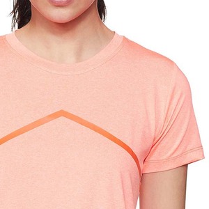 Camiseta de Manga Corta para Mujer, Cuello Redondo, Color Coral, Secado Rápido, Corte Regular, Estilo Deportivo, Tejido de Punto, para Primavera/Verano - Product Image 5