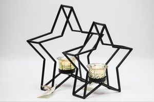 Modern Minimalist Black Metal Hanging Candle <b>Holder</b> Set Decorative <b>Tealight</b> Lantern Stand for Home Living Room Table Centerpiece - Product Image 2
