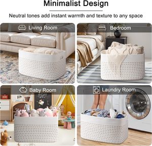75L Eco-Friendly Modern Woven Cotton Rope <b>Storage</b> Basket 22x17x12 for <b>Drink</b>/Food Use in Living Room Bedroom Nursery - Product Image 5