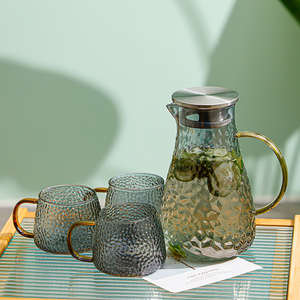 Brocca per <span class=keywords><strong>Acqua</strong></span> Fredda in Vetro Borosilicato Stile Americano Moderno da 61oz, Manico in Vetro Resistente al Calore, Coperchio in Acciaio Inox, per Uso Domestico - Product Image 2