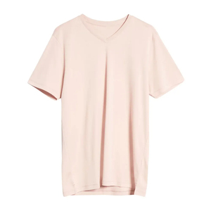 เสื้อยืดคอกว้างสีชมพูอ่อน แขนสั้น ทรงโอเวอร์ไซส์ ผ้าถัก สีพื้น ทรงปกติ สำหรับผู้ชาย มีจำหน่ายแล้ว - Product Image 1