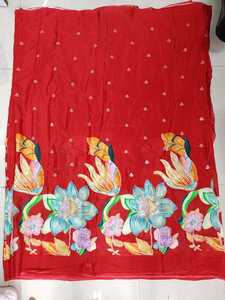 Pure Chinon Position Print Work Fabric 55 GSM 58 Inch Width Bada Panna Flower Embroidery Material for Luxury Designer Boutique - Product Image 5