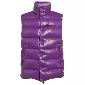 DAIZEN STAR High Quality Men's Purple Stand Collar Puffer Vest Solid Color Windproof Casual Outerwear Button Closure Winter Wear - Product Image 4
