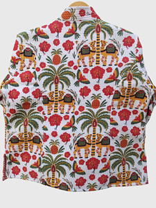 Chaqueta de algodón para mujer de talla grande, cuello mandarín, abotonadura sencilla, abrigo estampado bohemio - Product Image 4