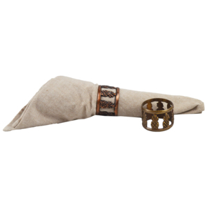 Anneaux de serviette en laiton antique personnalisables et écologiques Zikra Handicrafts, perles en bois, porte-serviettes en jute pour table à manger, mariage - Product Image 4
