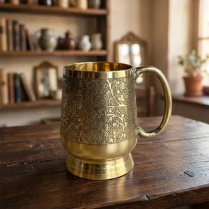 Taza de Latón Estilo Mughlai, Taza de Latón Hecha a Mano, Vaso para Café, Té, Leche, Vajilla para el Hogar, Hotel, Restaurante, Regalo - Product Image 6
