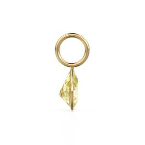 Colgante de Cuarzo Limón de 7mm en Oro Amarillo Sólido de 14k con Engaste para Joyería / Piedra de Nacimiento de Noviembre / Gema Amarilla / Corte Pera - Product Image 3