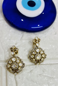 Amaira Jewels SM-864 Classic 22k Gold Plated Luxury <b>Chandelier</b> Earrings Women Pear Cut Round Handmade Wedding Jewelry - Product Image 1