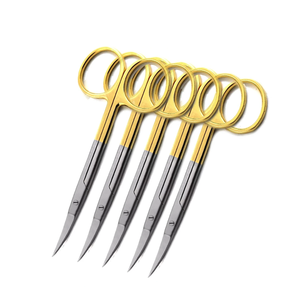 Gran Oferta: Nuevo Set Profesional de 5 Piezas de Tijeras Quirúrgicas Dentales Curvas TC Iris Alemanas de 4.5 Pulgadas, de Acero Inoxidable de Precisión Max - Product Image 1