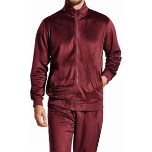 Chándal de Terciopelo Color Granate para Hombre, Corte Regular, Cierre con Cordón, Color Sólido, Ropa Casual, Transpirable, Estilo Invernal, con Capucha - Product Image 6