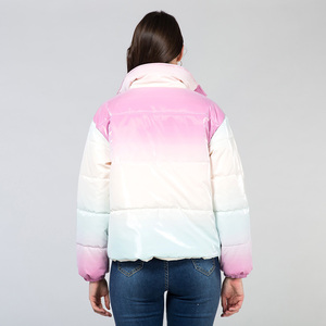 Wholesale Gradient Shiny Down <b>Jacket</b> New Shiny <b>Quilted</b> <b>Jacket</b> Autumn Winter Warm Women Outerwear - Product Image 3