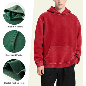 <b>Top</b> Quality Women's Hoodies Red Color Pullover Keep Warm Inner <b>Layer</b> Ribbed Hem For Ladies With Kangaroo Pocket - Product Image 3