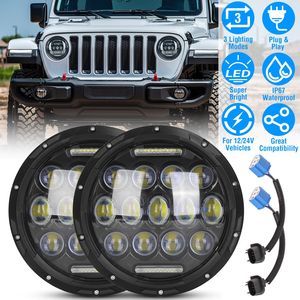 2 Pezzi Faro LED Rotondo da 7 Pollici 75W con 3500LM Halo DRL Abbaglianti e Anabbaglianti per Jeep Wrangler TJ JK CJ H4 H13 Adap - Product Image 1