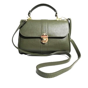 Bolso de mano Royaa de cuero verde oliva con asa superior y cierre dorado, mini bandolera de piel de vaca, bolso de moda, cartera de mano verde oliva - Product Image 4