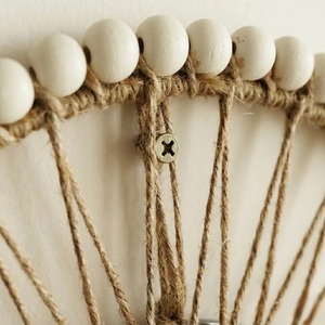 Wooden Beads Detailing Rope And Rattan <b>Mirror</b> For Boho Wall Decor Rustic Handmade Natural Home Interior Accent <b>Mirror</b> - Product Image 5