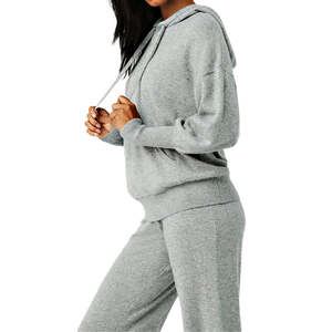 Nouvel ensemble de survêtement sport décontracté pour femme, 2 pièces, tissé, uni, survêtement d'hiver avec cordon de serrage, jogging, 100% coton molleton - Product Image 6