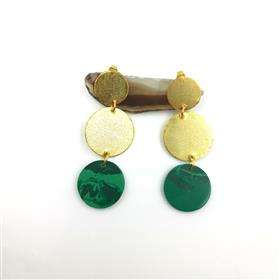 Pendientes colgantes geométricos de malaquita redonda, pendientes de malaquita al por mayor, pendientes de gemas redondas - Product Image 2