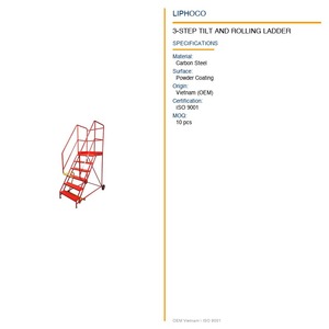 ODM Dup_LP0075 3-<b>Step</b> Locking <b>Folding</b> Rolling <b>Ladder</b> with 200kg Load Capacity - Product Image 2