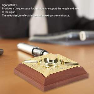 ที่เขี่ยบุหรี่ซิการ์ CIGARLOONG แบบไร้ควัน ทำจากโลหะและไม้เมอร์บาว 4 ช่อง ขนาดใหญ่ สำหรับบ้าน สำนักงาน ร้านอาหาร - Product Image 4