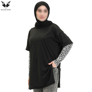 Camisetas Negras Modestas para Mujer, Blusa Túnica de Manga Larga con Capas, Último Estilo de Moda Modesta para Uso Casual y Deportivo - Product Image 4