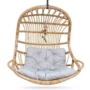 New Durable Eco-Friendly Modern Minimalist Portable Natural Rattan Woven <b>Hanging</b> Swing Chair Indoor Outdoor Park Furniture Sets - Product Image 1