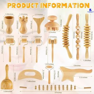 Kit d'acupression K-Star KTK16 (ensemble de 16 pièces) Outils de massage d'acupression professionnels Kit de thérapie en bois naturel - Product Image 3
