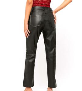 Pantalon d'hiver pour femme en cuir PU de haute qualité, taille mi-haute, coupe droite, couleur unie, imperméable et respirant - Product Image 3