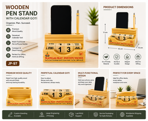 Premium Personalized Wooden Pen Stand with <b>Calendar</b> Cube Organizer for Father's Day and Christmas <b>Digital</b> Printing - Product Image 2