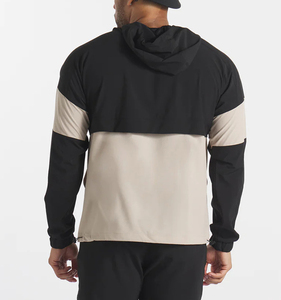 เสื้อแจ็คเก็ตกันลมแบบมีฮู้ดสำหรับวิ่งกลางแจ้ง รุ่น Man Black Lightweight Patchwork Custom  12 Zip Track Wind Jackets - Product Image 2