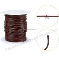 Cordon en cuir enduit couleur marron régulier de 1 mm Reliance Leather, diamètre constant, pour la fabrication de colliers, en rouleau emballé