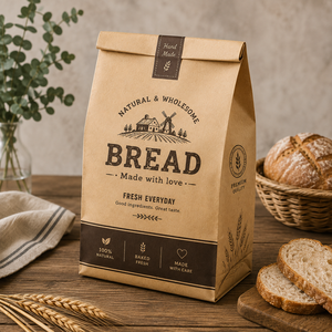 Bakery Food Packaging <b>Biodegradable</b> Eco-Friendly Kraft <b>Paper</b> Waffle Bread Bags Offset Printing Viewing Window for Home Kitchen - Product Image 6