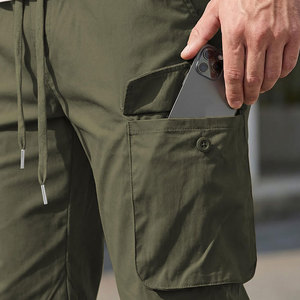High Streetwear Men's Cargo Pants High Elasticity Waistband Skin Friendly Polyester Cotton Material Cargo Pants - Product Image 5