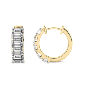 Hermosos Pendientes de Aro de Oro Sólido de 18k con Esmeralda Darya y Diamantes de Laboratorio (3 CT.) Tw. Pendientes con certificado IGI para mujer - Product Image 4