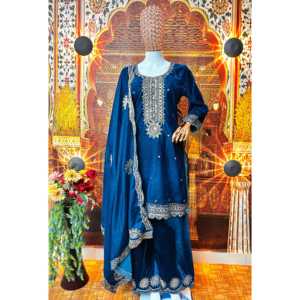 Robe de soirée de créateur avec un magnifique haut-bas et un dupatta - Product Image 3
