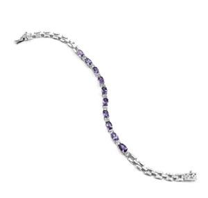 Natural Amethyst Moissanite <b>Charm</b> Bracelet Sterling Silver White Gold Plated Luxury Purple Gemstone Jewelry for Party Occasions - Product Image 2