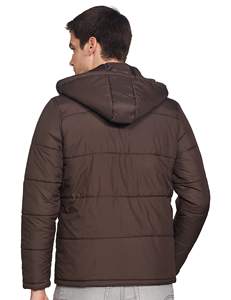Doudoune Homme Tendance Brillante à Capuche Courte et Épaisse Hiver Style Bomber Matelassée Marron avec Poches Avant - Product Image 6