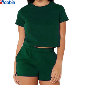 Conjunto Deportivo de 2 Piezas para Mujer, Estilo Hip Hop con Logotipo Personalizado, Verano, Manga Corta, 100% Algodón, Transpirable, Secado Rápido, Ecológico - Product Image 3