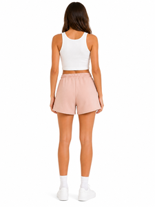 Women High <b>Waist</b> Cotton Terry Shorts Casual Summer Lounge Shorts <b>Elastic</b> <b>Waist</b> Drawstring Shorts Soft Breathable Fabric Relaxed - Product Image 3