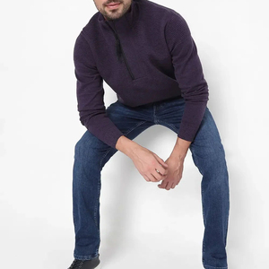 Wholesale Custom Oversized <b>Men's</b> <b>Half</b> Zipper Knitted Hoodie Casual Winter Printed Breathable Quick Dry Streetwear Heavyweight - Product Image 5