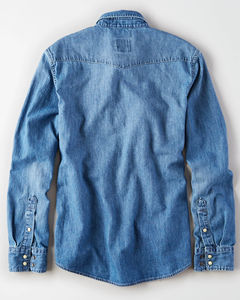 Chemise en jean à manches longues pour hommes, coupe ample, style vintage décontracté, chemise boutonnée - Product Image 5