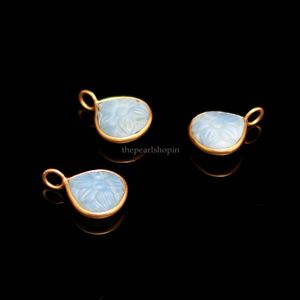 Colgante de flor de ópalo azul natural, plata de ley 925, colgante de corazón de piedra preciosa tallada a mano para la fabricación de joyas, cristal natural - Product Image 2