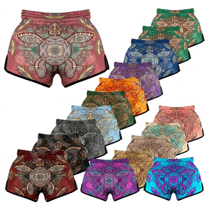 Shorts de sport pour hommes Muay Thai, vintage, imprimés sur mesure, avec logo personnalisé par sublimation, pour entraînement de boxe, kickboxing, MMA, gym. - Product Image 1