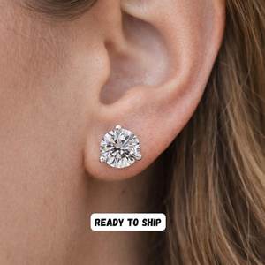 Round Cut Moissanite <b>Stud</b> Earrings 925 <b>Silver</b> With Gold Plated Fine Trending Jewelry Women Cute Gift For Party Wedding Charms - Product Image 2