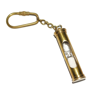 Porte-clés sablier antique en laiton, mini minuteur à sable fonctionnel, pendentif vintage maritime de collection pour entreprise - Product Image 1