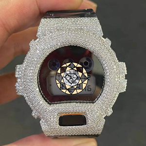 Luxury Diamond Iced Digital <b>Watch</b> Stainless Steel Band 46mm <b>Case</b> Rhinestone Dial Sapphire Crystal Quartz Movement Men - Product Image 1