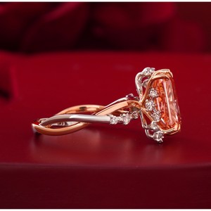 14K Yellow Gold Prong <b>Set</b> 3.15 CT Red Lab Grown Diamond Rare Vivid Color Statement <b>Ring</b> - Product Image 2